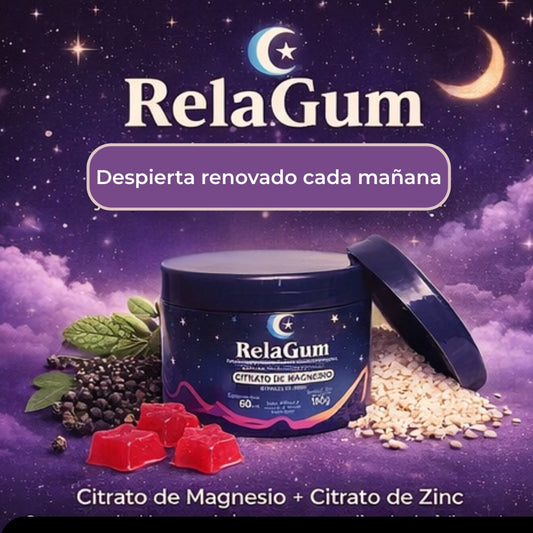RelaGum – Magnesio + Zinc en Gomitas para Dormir Mejor, Relajarte y Equilibrar tu Cuerpo de Forma Natural