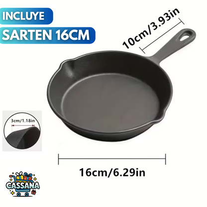 Juego De 3 Sartenes De Hierro Fundido Para Cocinar-Resistente a Alta Temperatura🔥