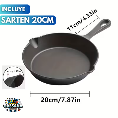 Juego De 3 Sartenes De Hierro Fundido Para Cocinar-Resistente a Alta Temperatura🔥