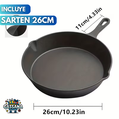 Juego De 3 Sartenes De Hierro Fundido Para Cocinar-Resistente a Alta Temperatura🔥