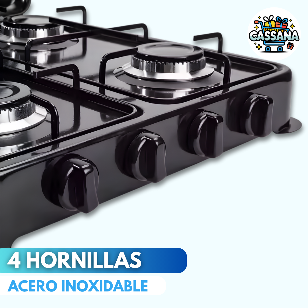 Estufa Portátil Sokany de 4 Puestos •ACERO INOXIDABLE•GAS NATURAL Y PIPETA•