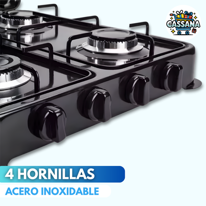 Estufa Portátil Sokany de 4 Puestos •ACERO INOXIDABLE•GAS NATURAL Y PIPETA•
