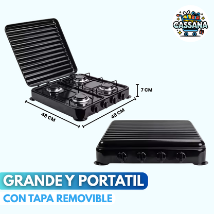 Estufa Portátil Sokany de 4 Puestos •ACERO INOXIDABLE•GAS NATURAL Y PIPETA•